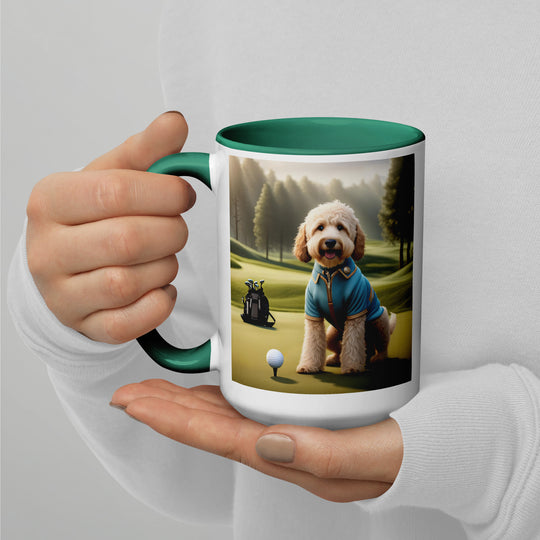 Goldendoodle Golfer- Mug with Color Inside v6