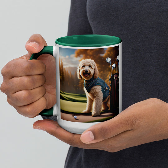 Goldendoodle Golfer- Mug with Color Inside v4