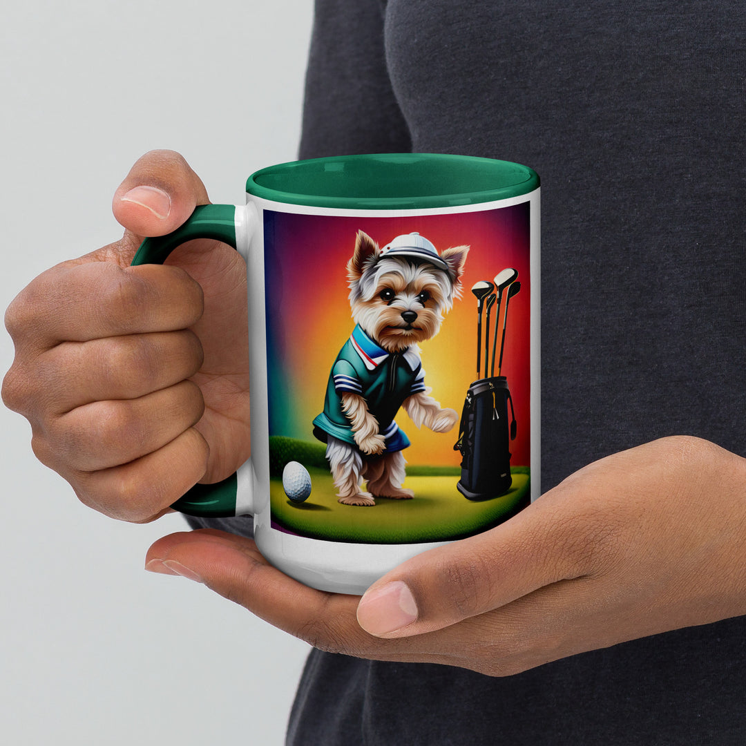 Morkie Golfer- Mug with Color Inside v5