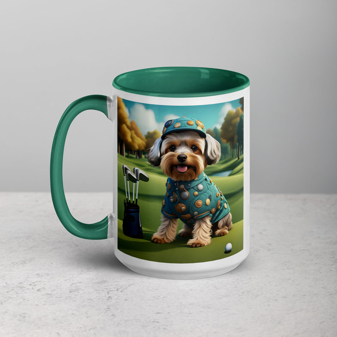 Yorkipoo Golfer- Mug with Color Inside v3