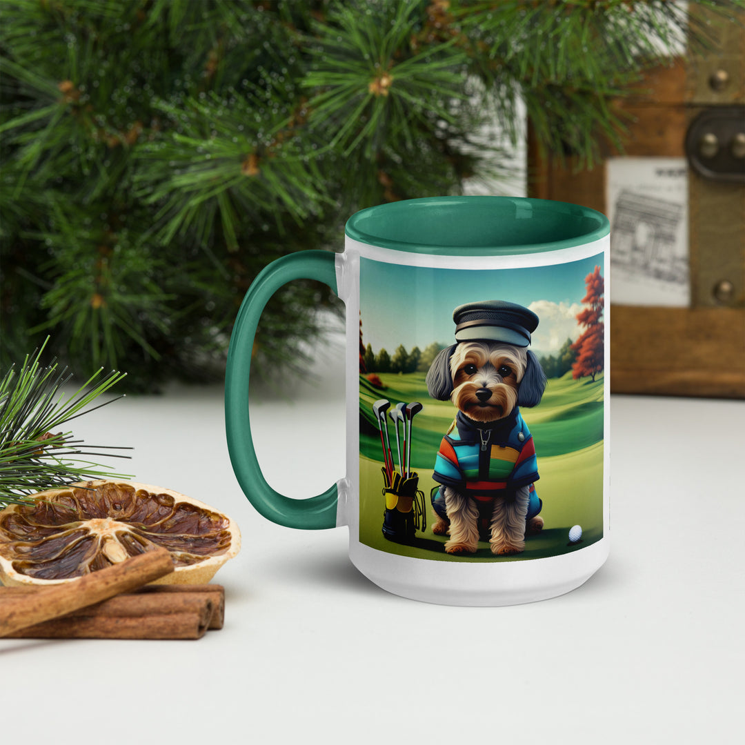 Yorkipoo Golfer- Mug with Color Inside v5