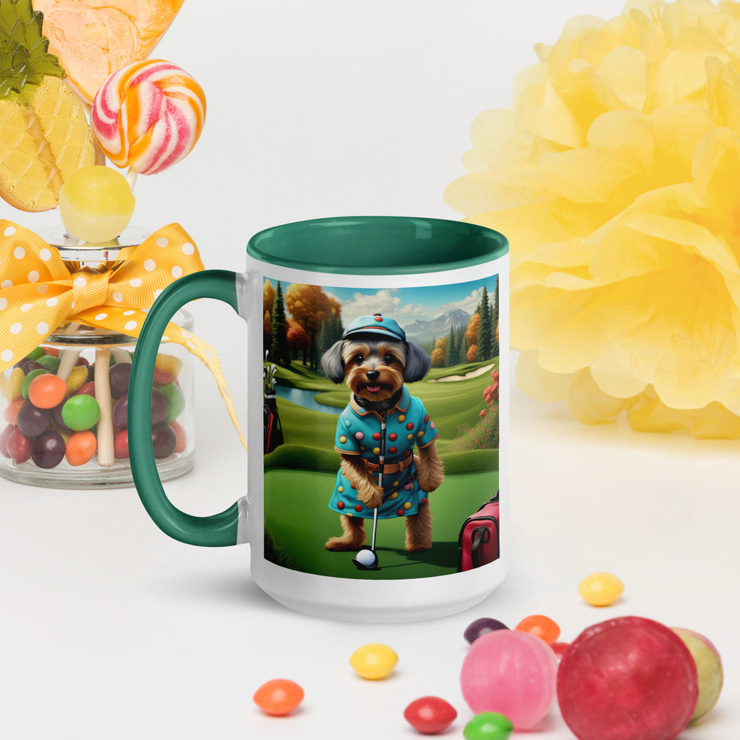 Yorkipoo Golfer- Mug with Color Inside v8