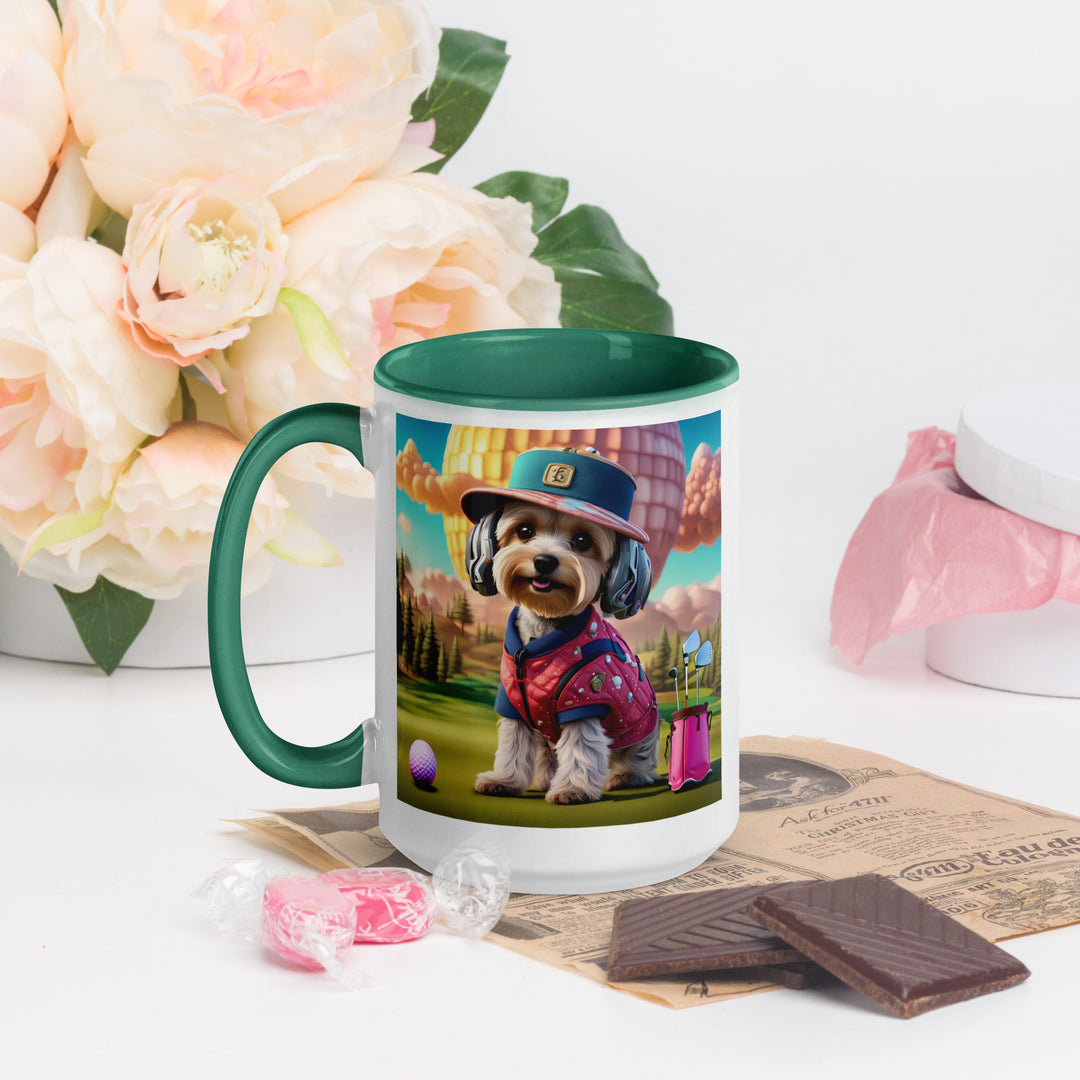 Yorkipoo Golfer- Mug with Color Inside v9