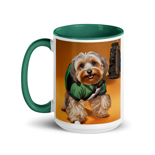 Yorkipoo Golfer- Mug with Color Inside v11