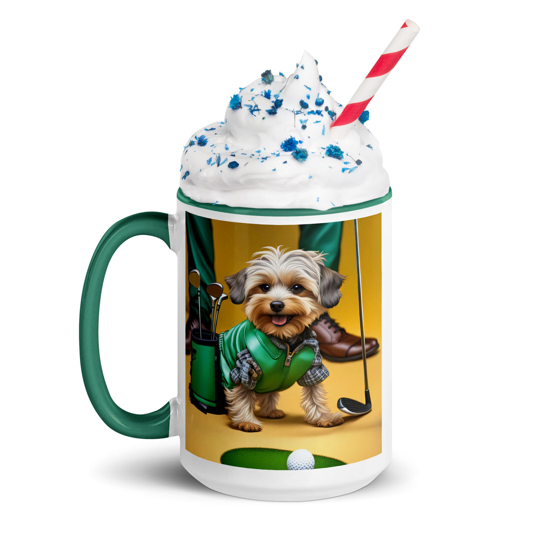 Yorkipoo Golfer- Mug with Color Inside v12