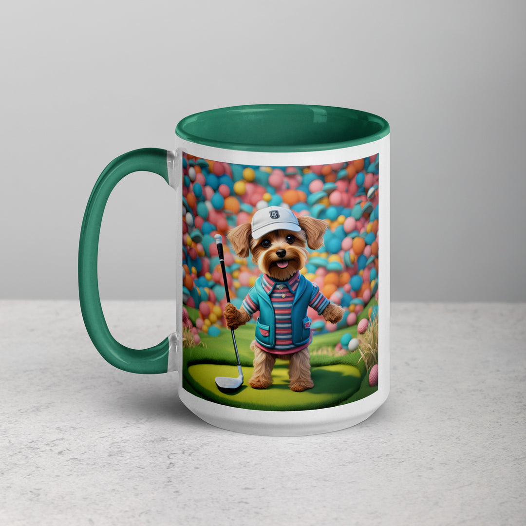 Yorkipoo Golfer- Mug with Color Inside v14