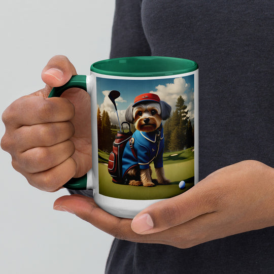 Yorkipoo Golfer- Mug with Color Inside v16