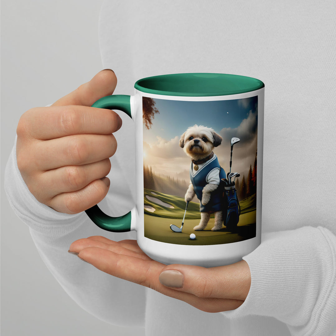 Pugapoo Golfer- Mug with Color Inside v6