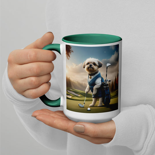 Pugapoo Golfer- Mug with Color Inside v6