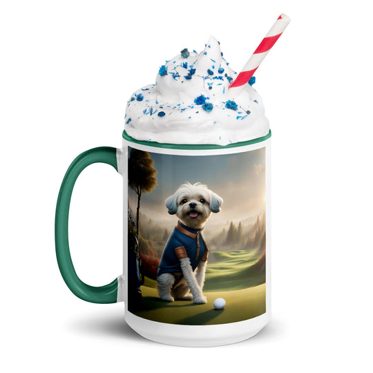 Pugapoo Golfer- Mug with Color Inside v7