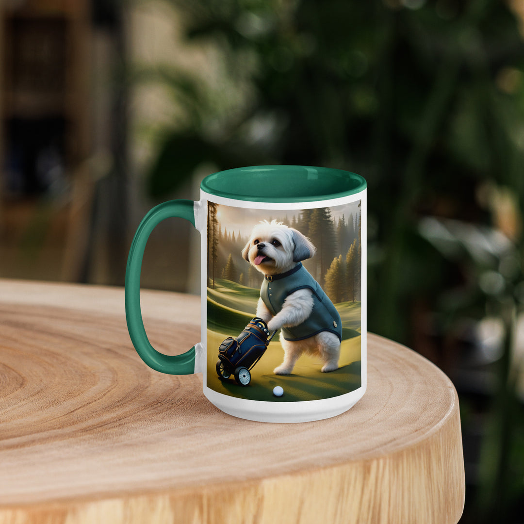 Pugapoo Golfer- Mug with Color Inside v10