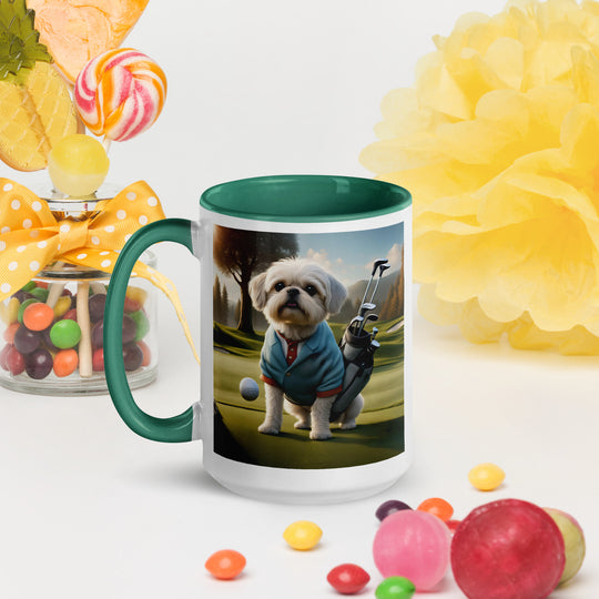 Pugapoo Golfer- Mug with Color Inside v5