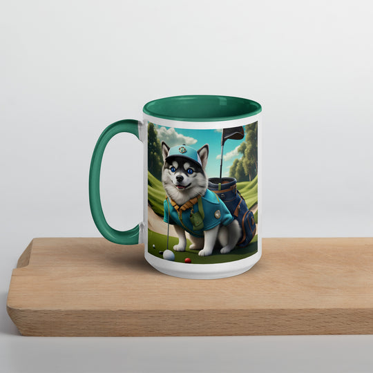 Pomsky Golfer- Mug with Color Inside