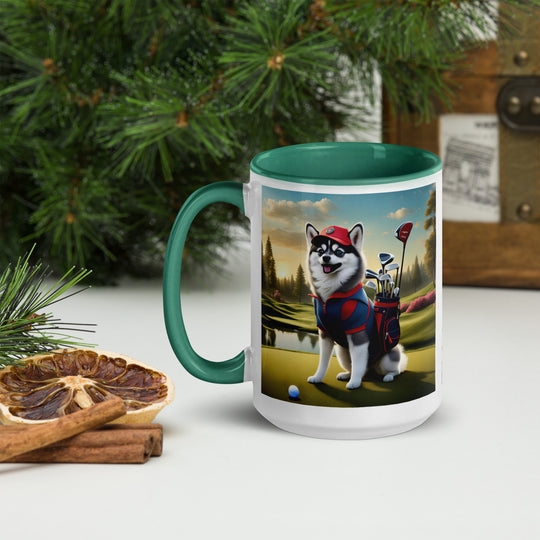 Pomsky Golfer- Mug with Color Inside v3