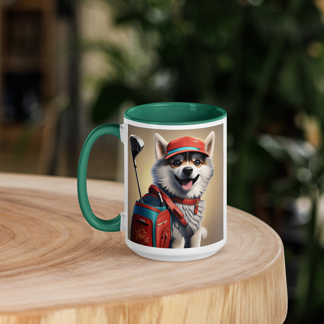 Pomsky Golfer- Mug with Color Inside v8