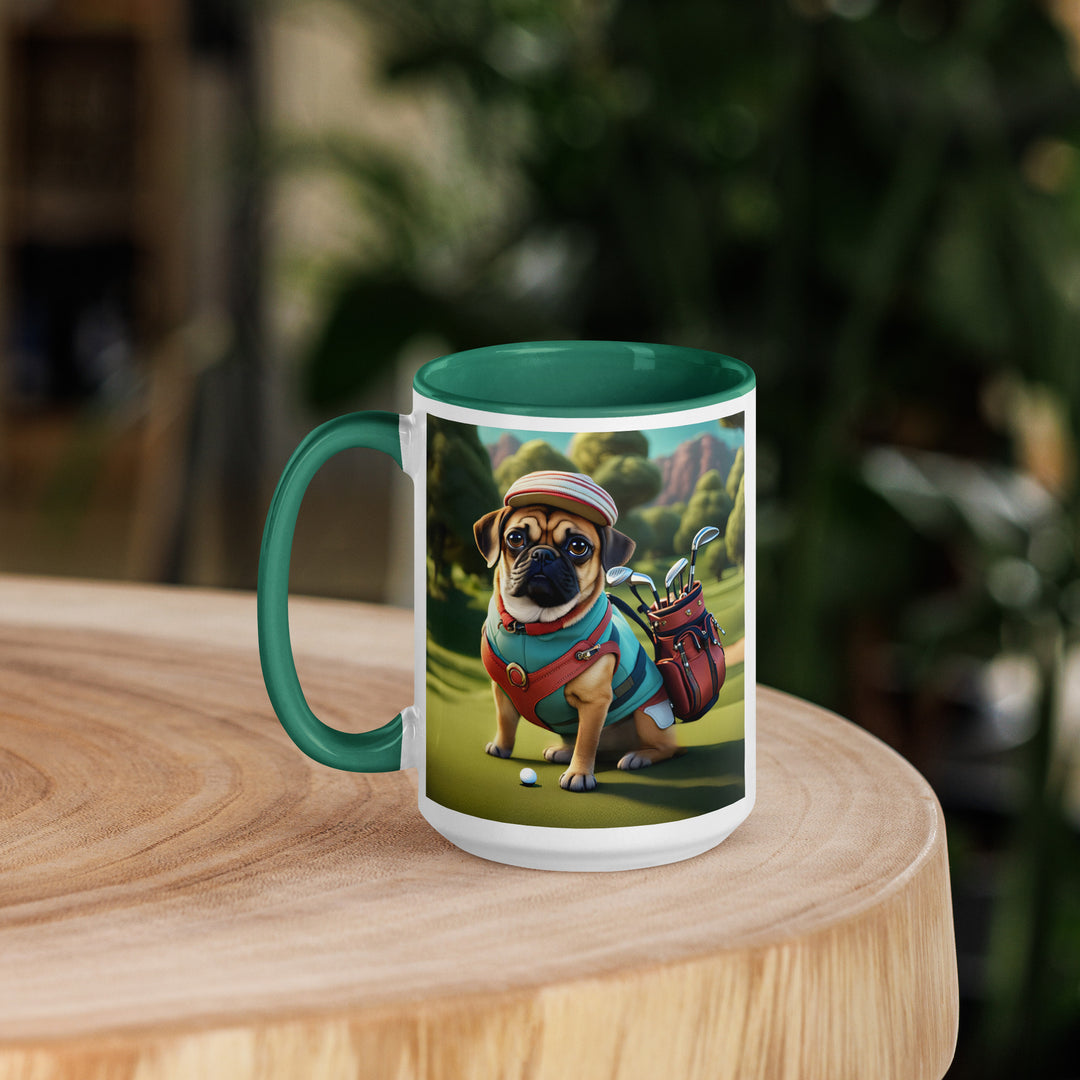 Puggle Golfer- Mug with Color Inside v5