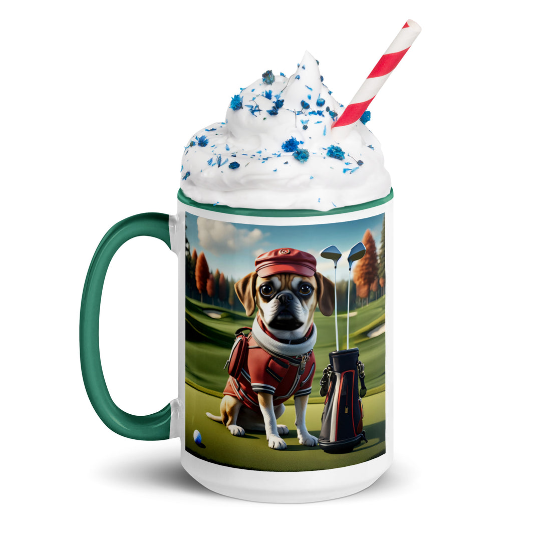 Puggle Golfer- Mug with Color Inside v6