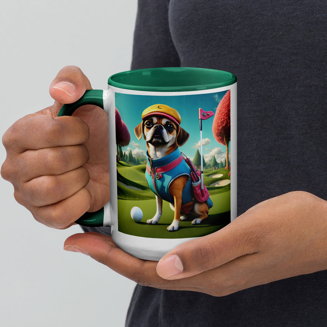 Puggle Golfer- Mug with Color Inside v8