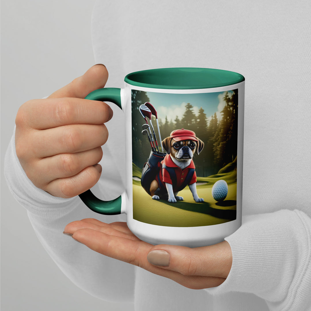 Puggle Golfer- Mug with Color Inside v9