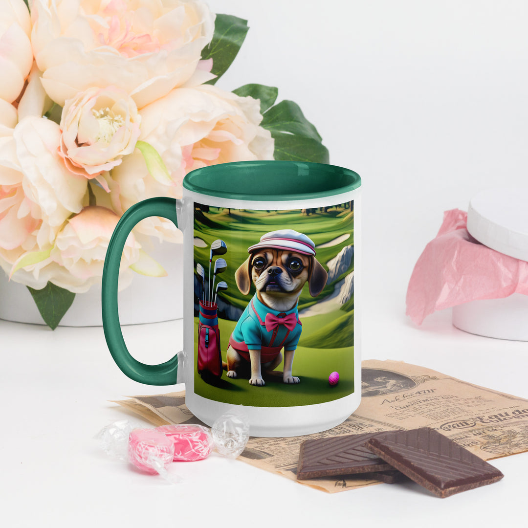 Puggle Golfer- Mug with Color Inside v10