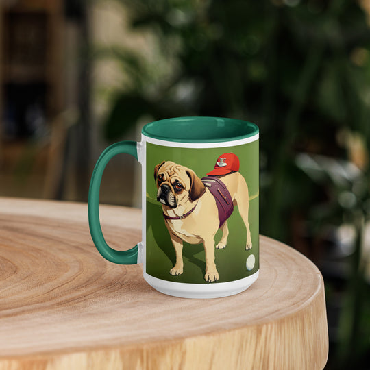 Puggle Golfer- Mug with Color Inside v11