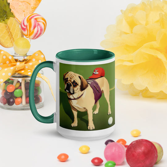 Puggle Golfer- Mug with Color Inside v12