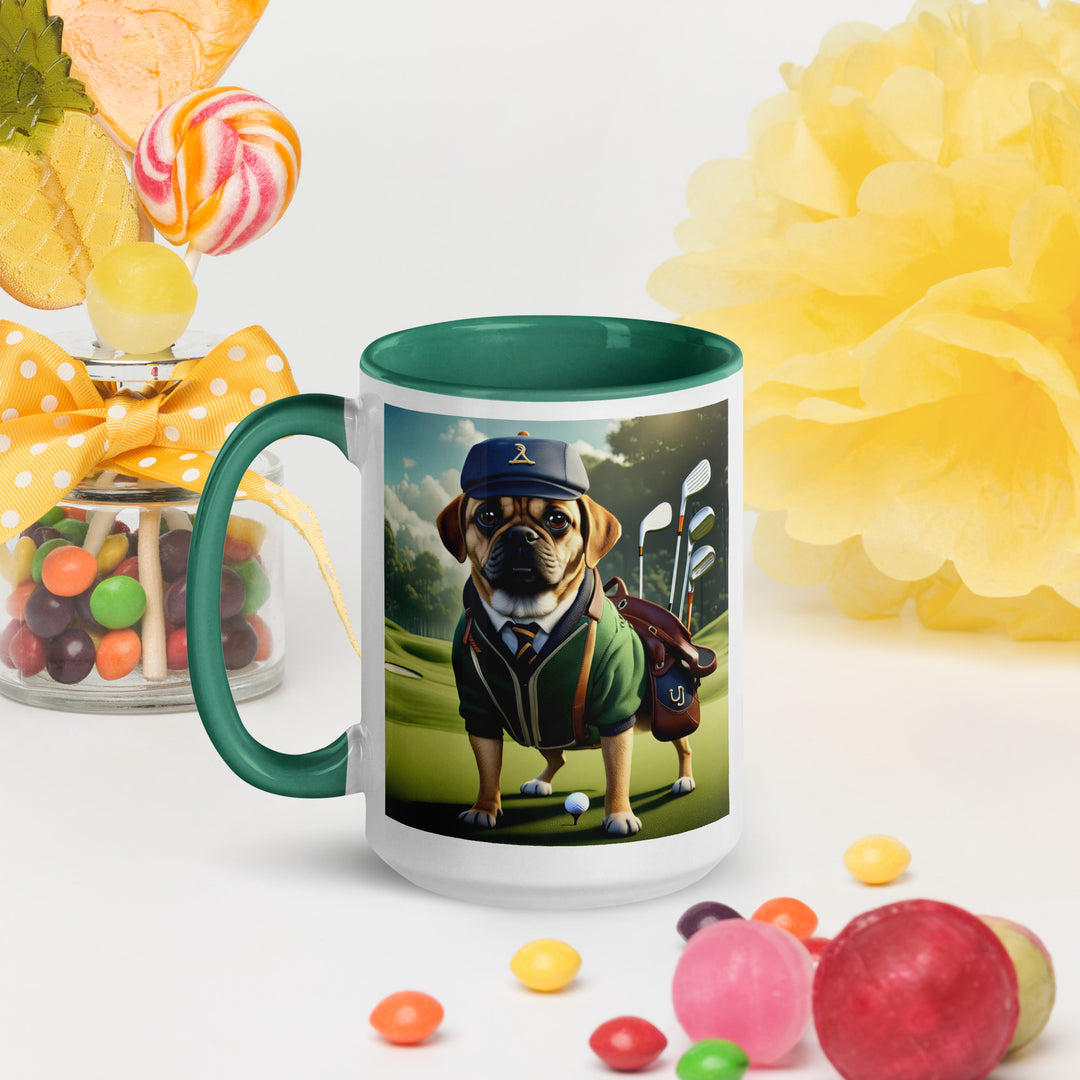 Puggle Golfer- Mug with Color Inside v16