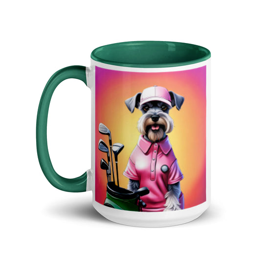 Miniature Schnauzer Golfer- Mug with Color Inside v4