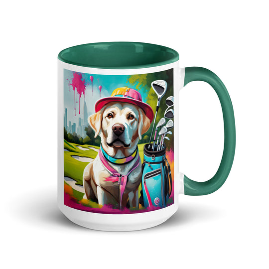 Mug with Color Inside-Labrador Retriever Golfer v9