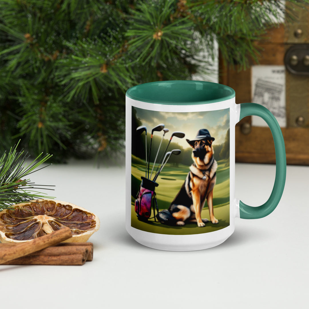 German Shepherd Golfer- Mug with Color Inside