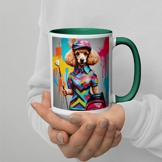 Poodle Golfer- Mug with Color Inside v4