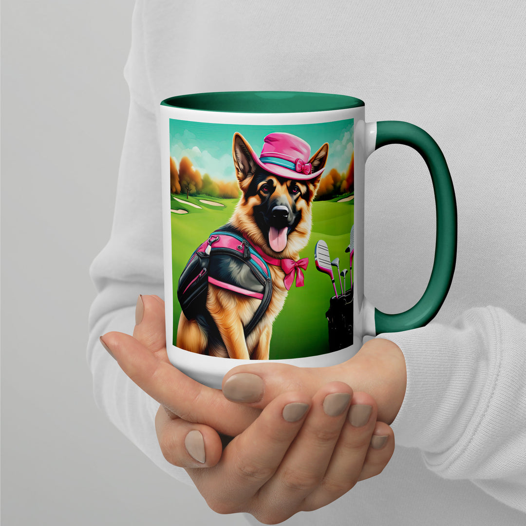 German Shepherd Golfer- Mug with Color Inside V3