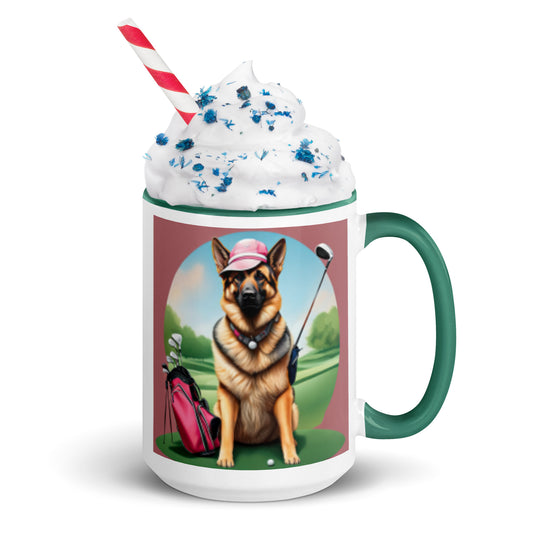 German Shepherd Golfer- Mug with Color Inside V4