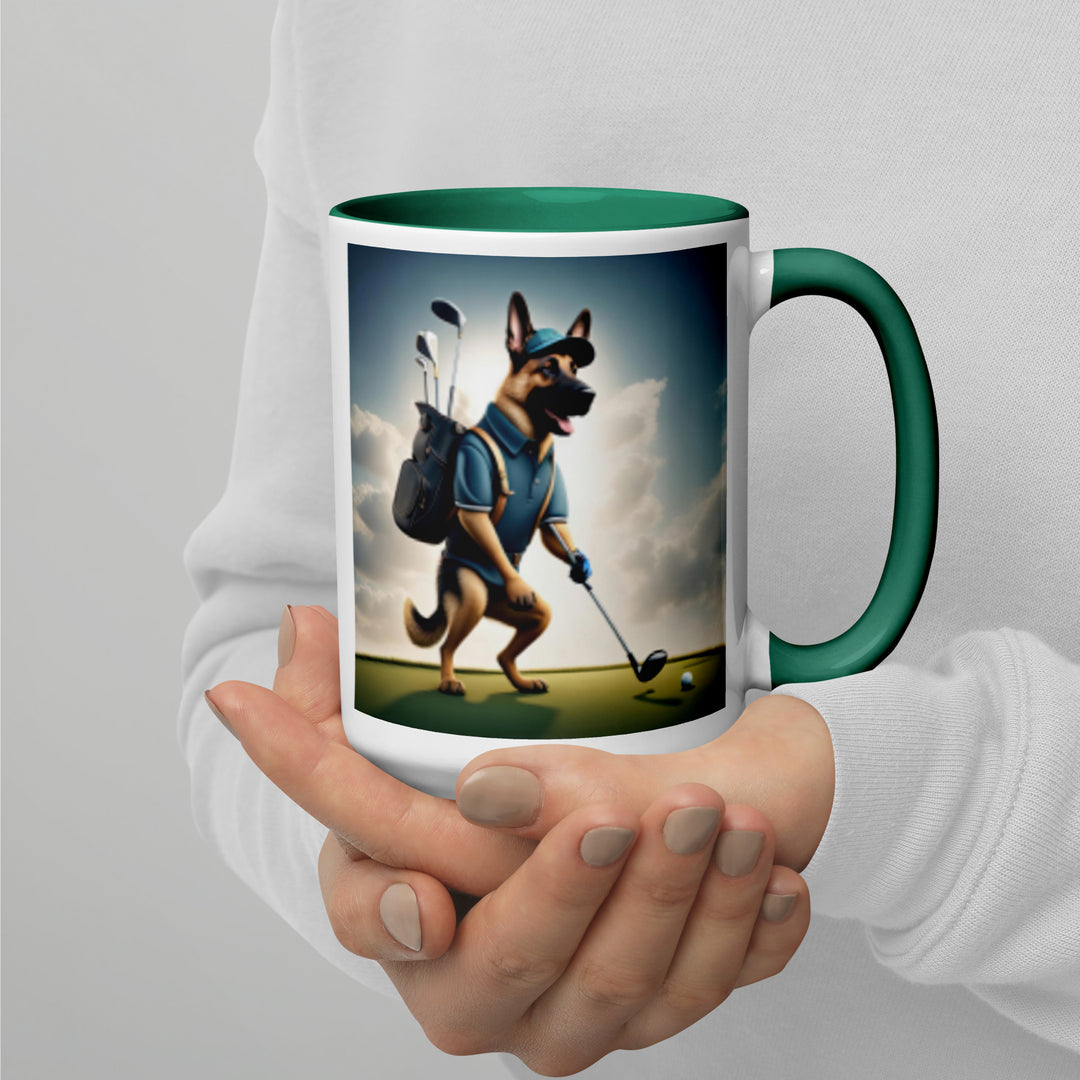 German Shepherd Golfer- Mug with Color Inside V6