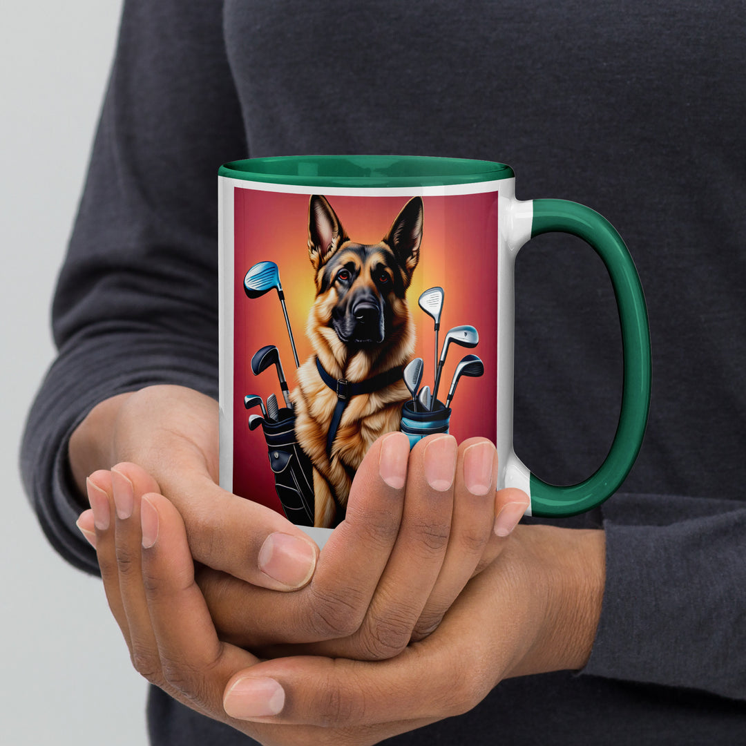 German Shepherd Golfer- Mug with Color Inside V7