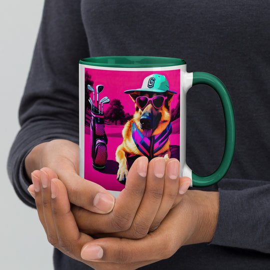 German Shepherd Golfer- Mug with Color Inside V8