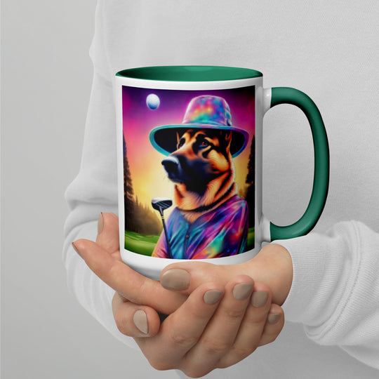 German Shepherd Golfer- Mug with Color Inside V13