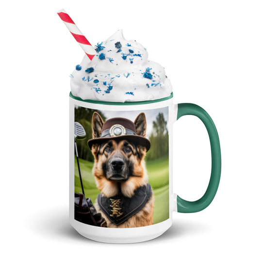 German Shepherd Golfer- Mug with Color Inside V16