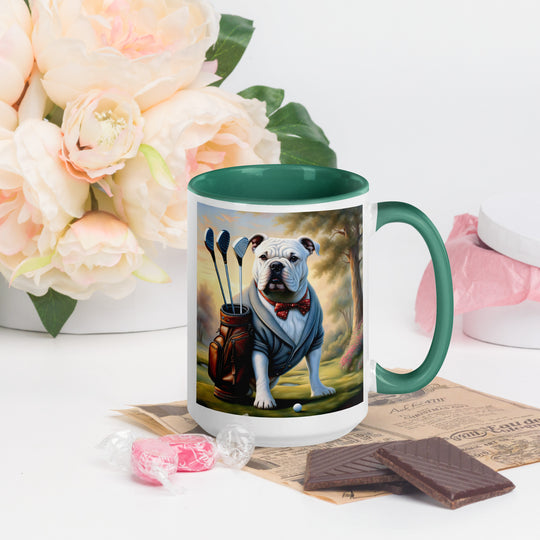 Bulldog Golfer- Mug with Color Inside