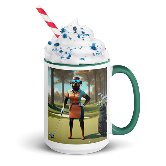 Rottweiler Golfer- Mug with Color Inside v4