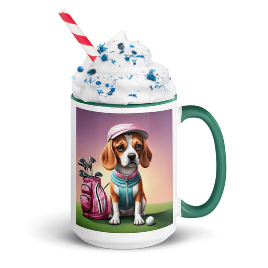 Beagle Golfer- Mug with Color Inside v3