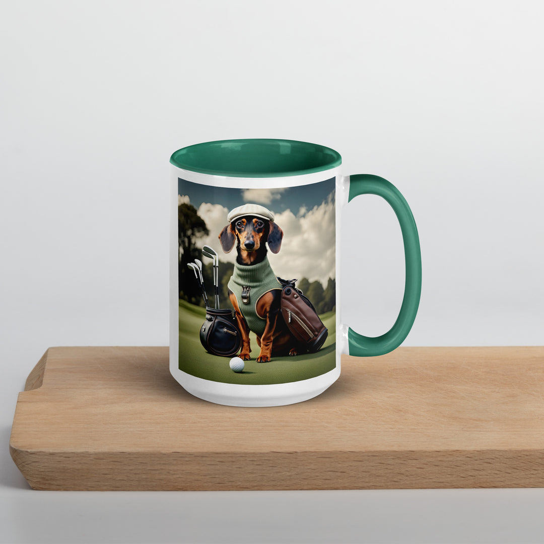 Dachshund Golfer- Mug with Color Inside