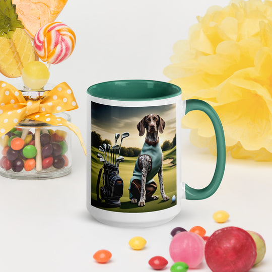 German Shorthaired Pointer Golfer- Mug with Color Inside v2