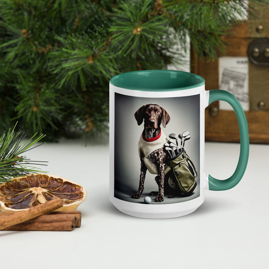 German Shorthaired Pointer Golfer- Mug with Color Inside v4