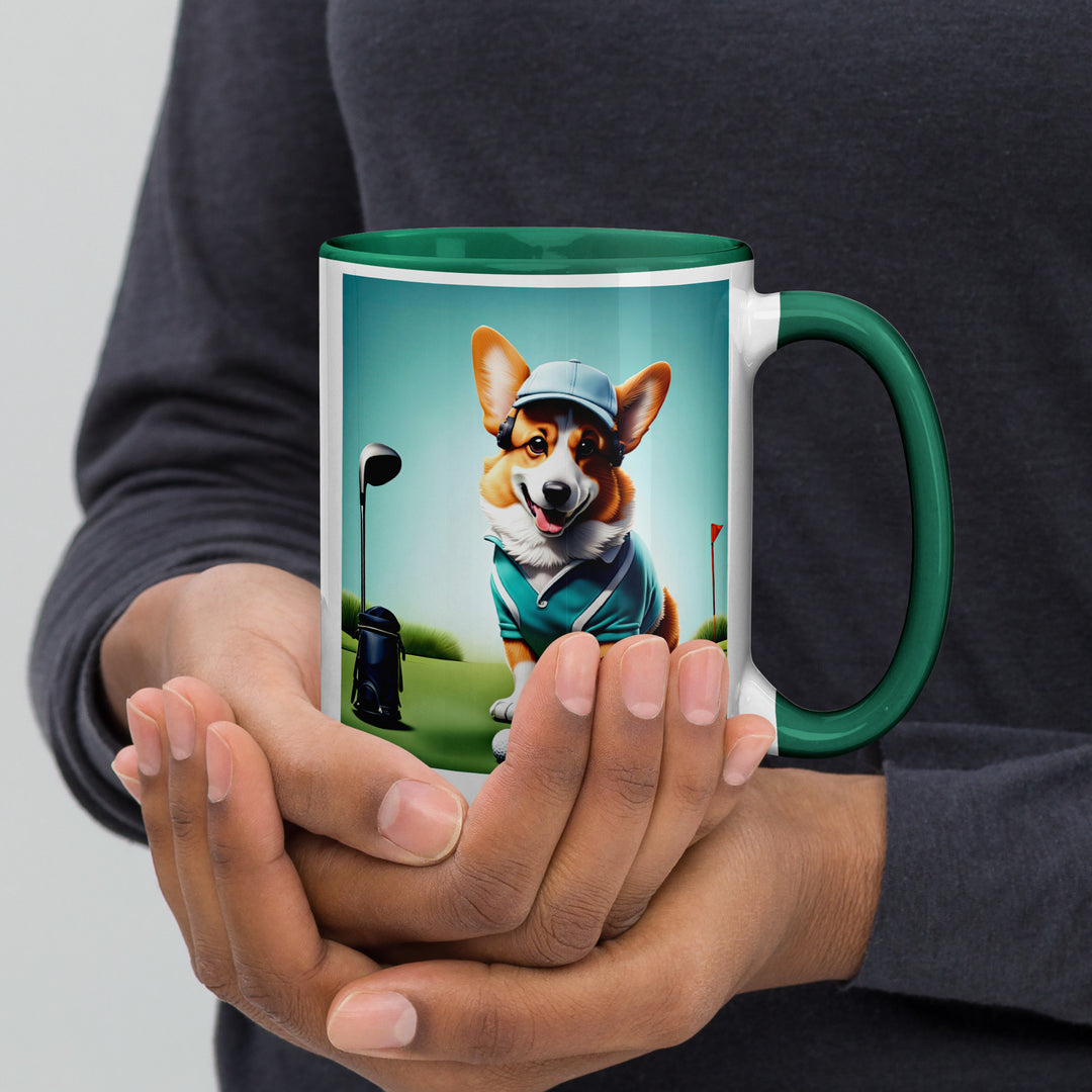 Pembroke Welsh Corgi Golfer- Mug with Color Inside