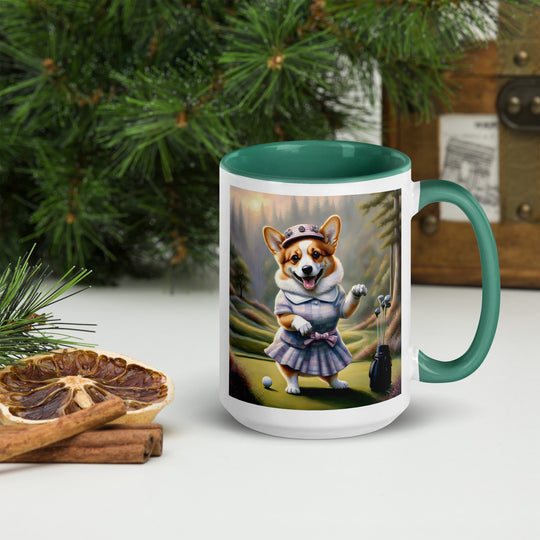 Pembroke Welsh Corgi Golfer- Mug with Color Inside v2