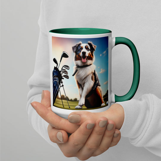 Australian Shepherd Golfer- Mug with Color Inside