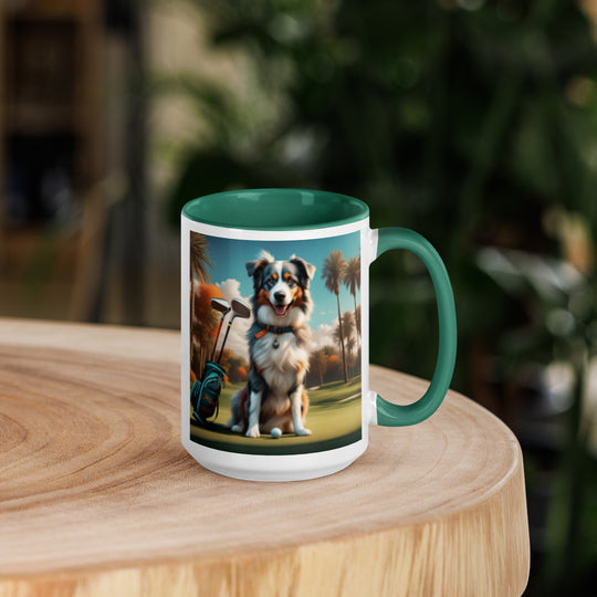 Australian Shepherd Golfer- Mug with Color Inside v2