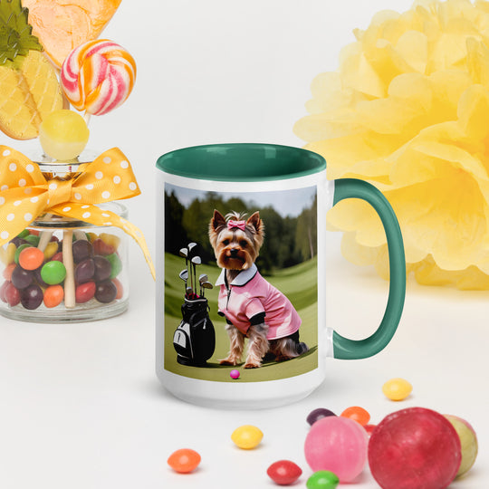 Yorkshire Terrier Golfer- Mug with Color Inside v2