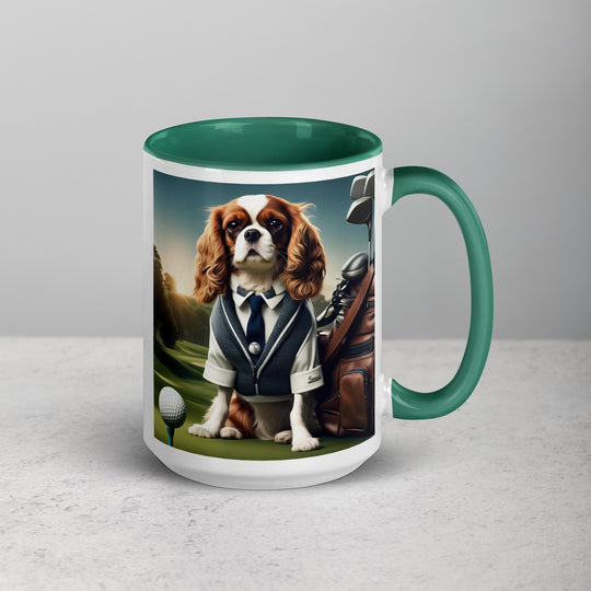 Cavalier King Charles Spaniel Golfer- Mug with Color Inside v3